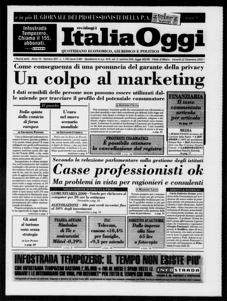 Italia oggi : quotidiano di economia finanza e politica